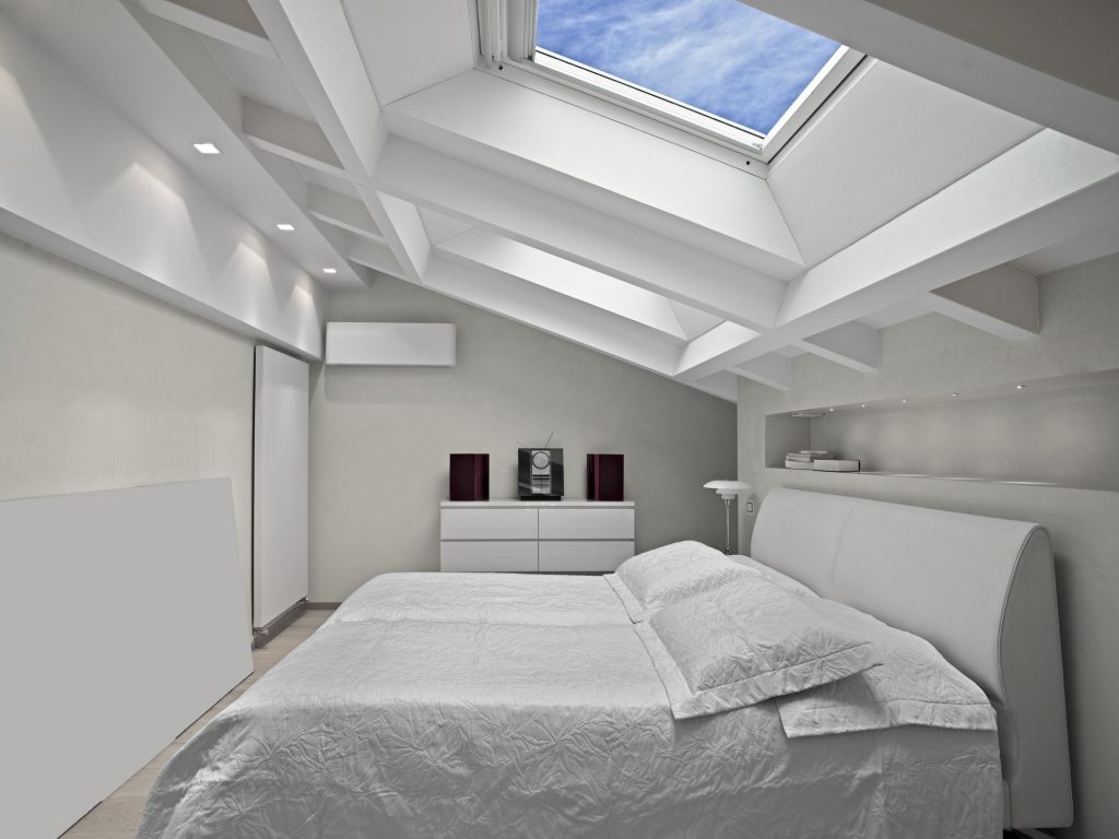 Modern Bedroom in the Attic with Skylight